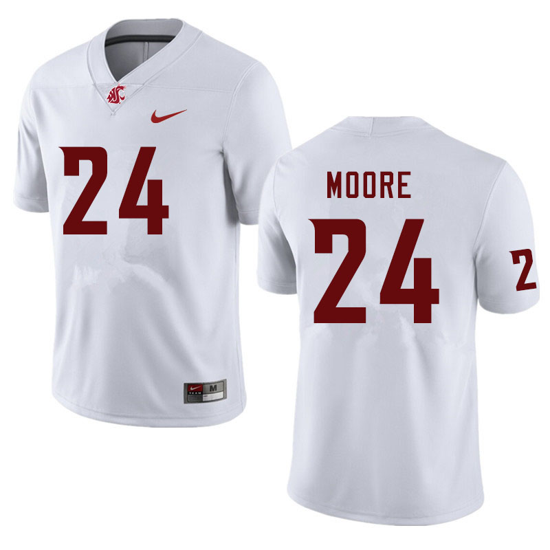 Men #24 Shahman Moore Washington State Cougars College Football Jerseys Sale-White